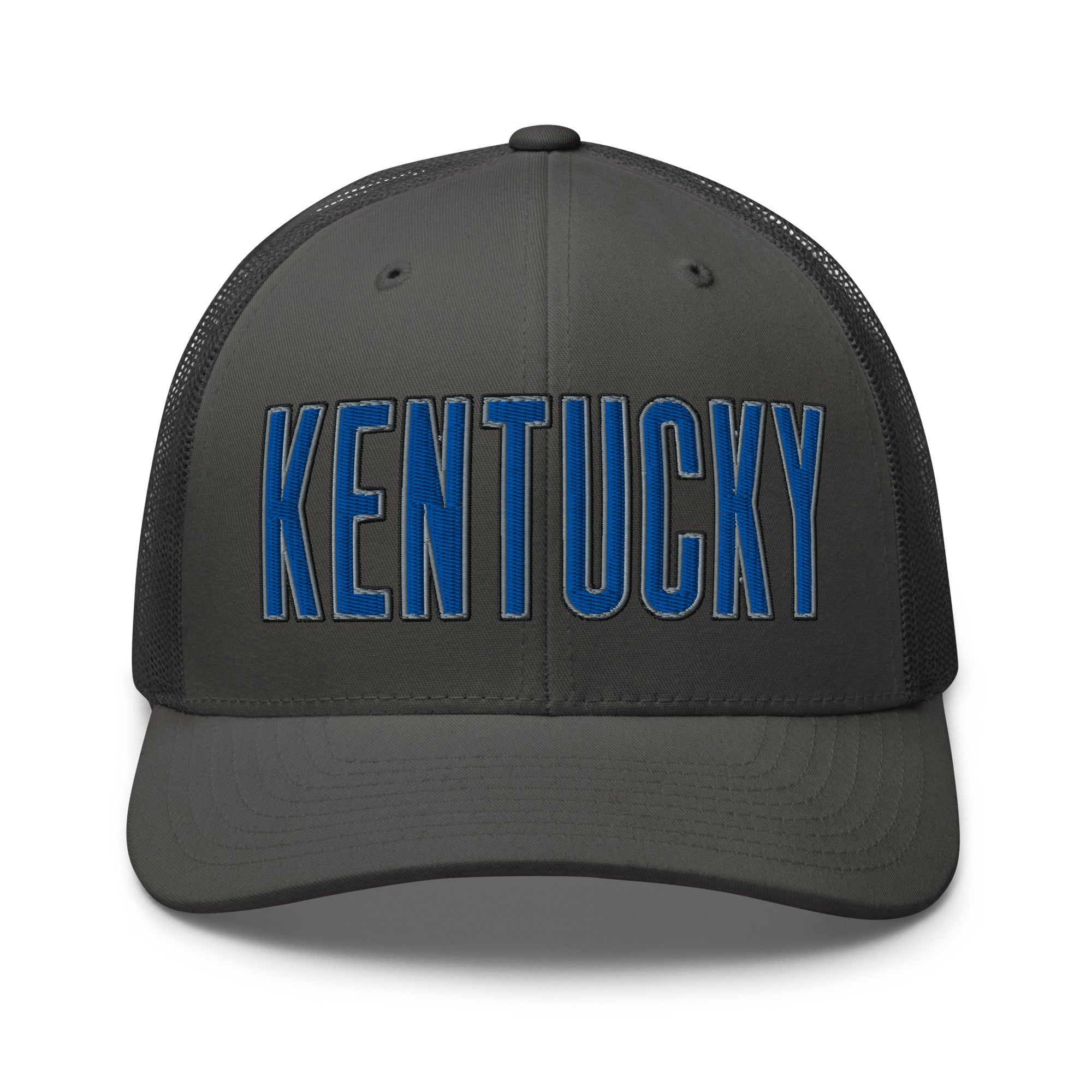 Kentucky Bold Script Trucker Hat | Blue Lettering Heritage Design - Bluegrass Elite Apparel LLC