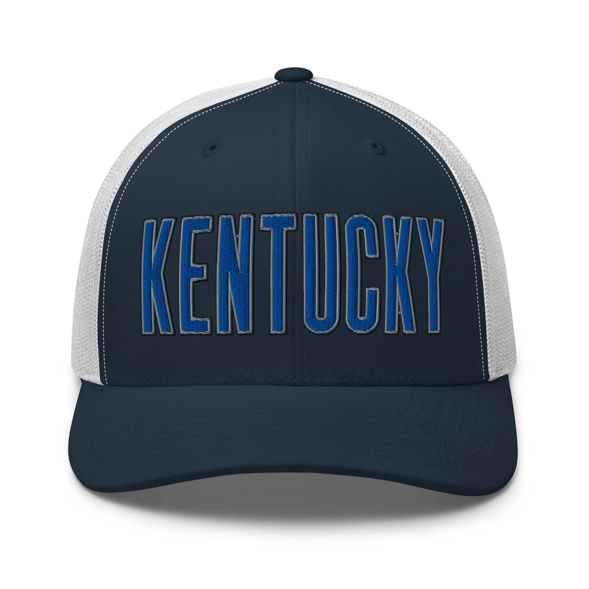 Kentucky Bold Script Trucker Hat | Blue Lettering Heritage Design - Bluegrass Elite Apparel LLC