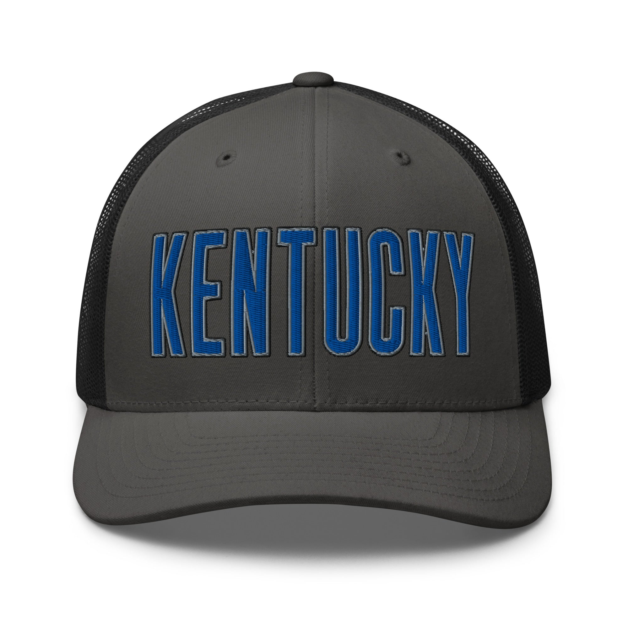 Kentucky Bold Script Trucker Hat | Blue Lettering Heritage Design - Bluegrass Elite Apparel LLC