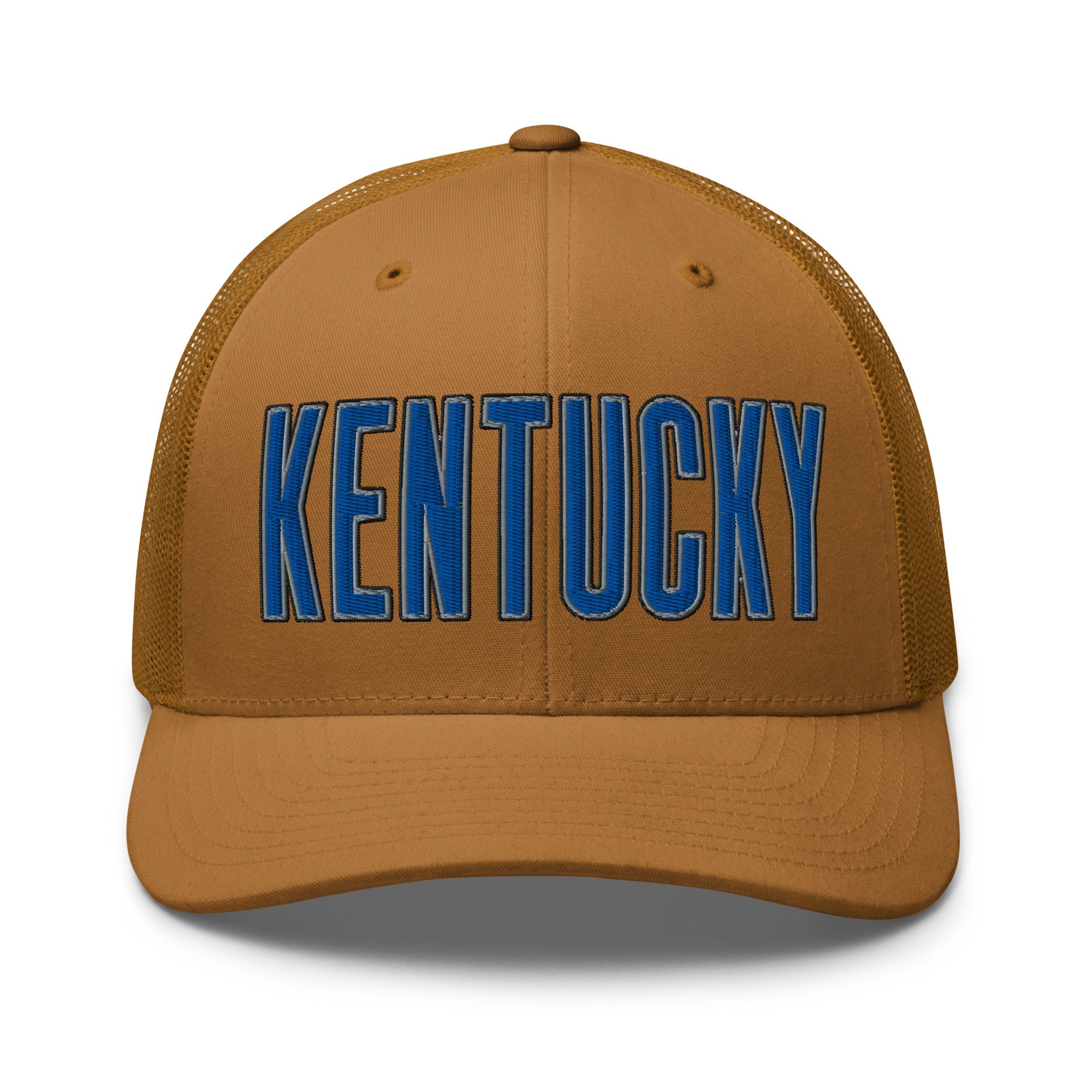 Kentucky Bold Script Trucker Hat | Blue Lettering Heritage Design - Bluegrass Elite Apparel LLC