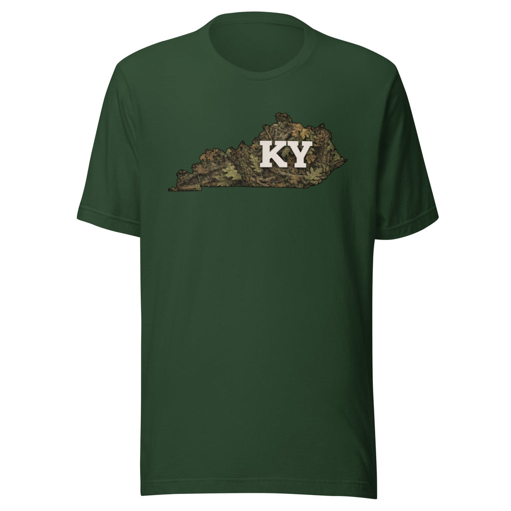Kentucky Camo State Script Tee | Woodland Heritage Design | Classic Airlume - Bluegrass Elite Apparel LLC