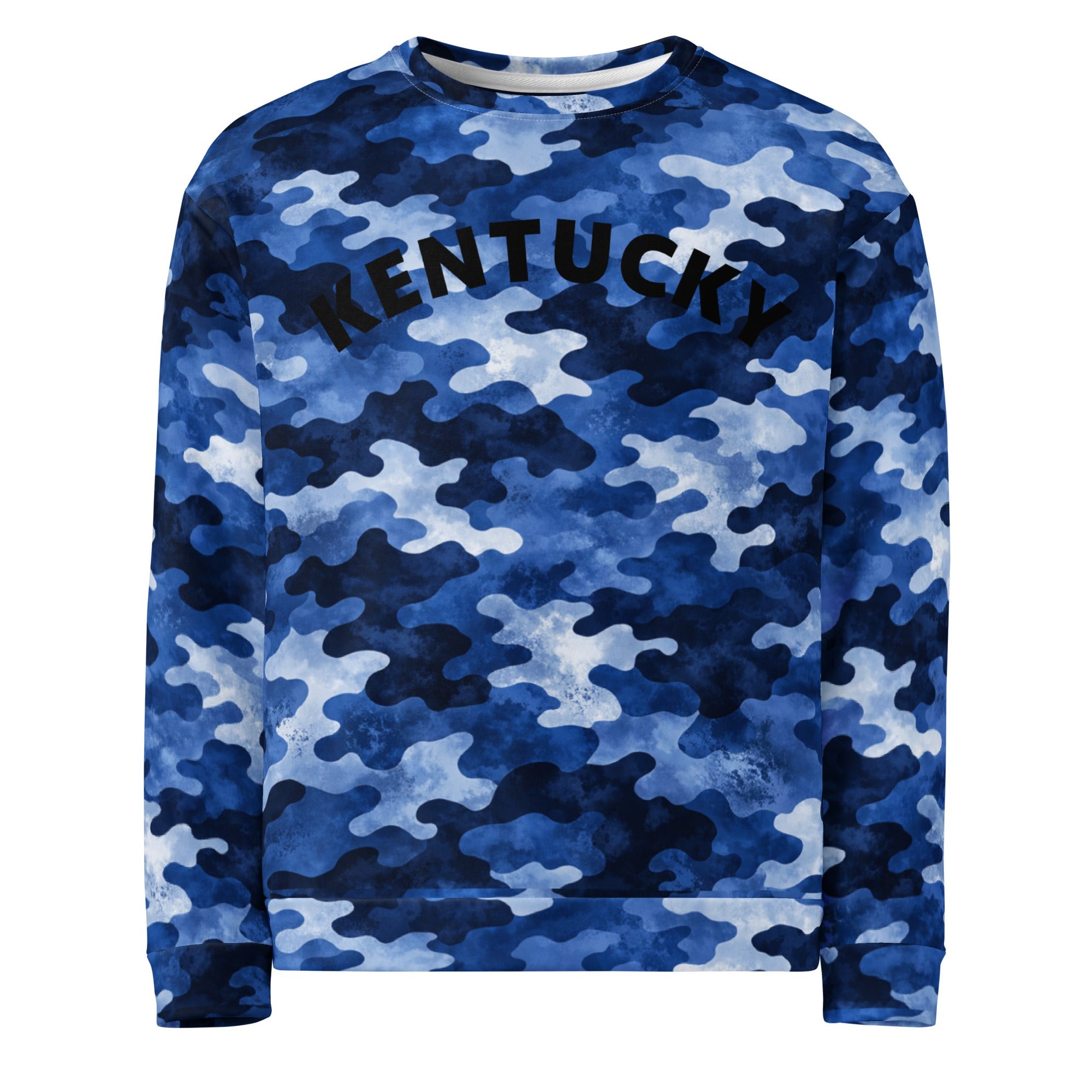 Kentucky Camo Sweatshirt | Blue All - Over Print | Unisex Fleece - Bluegrass Elite Apparel LLC