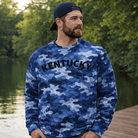 Kentucky Camo Sweatshirt | Blue All-Over Print | Unisex Fleece - Bluegrass Elite Apparel LLC