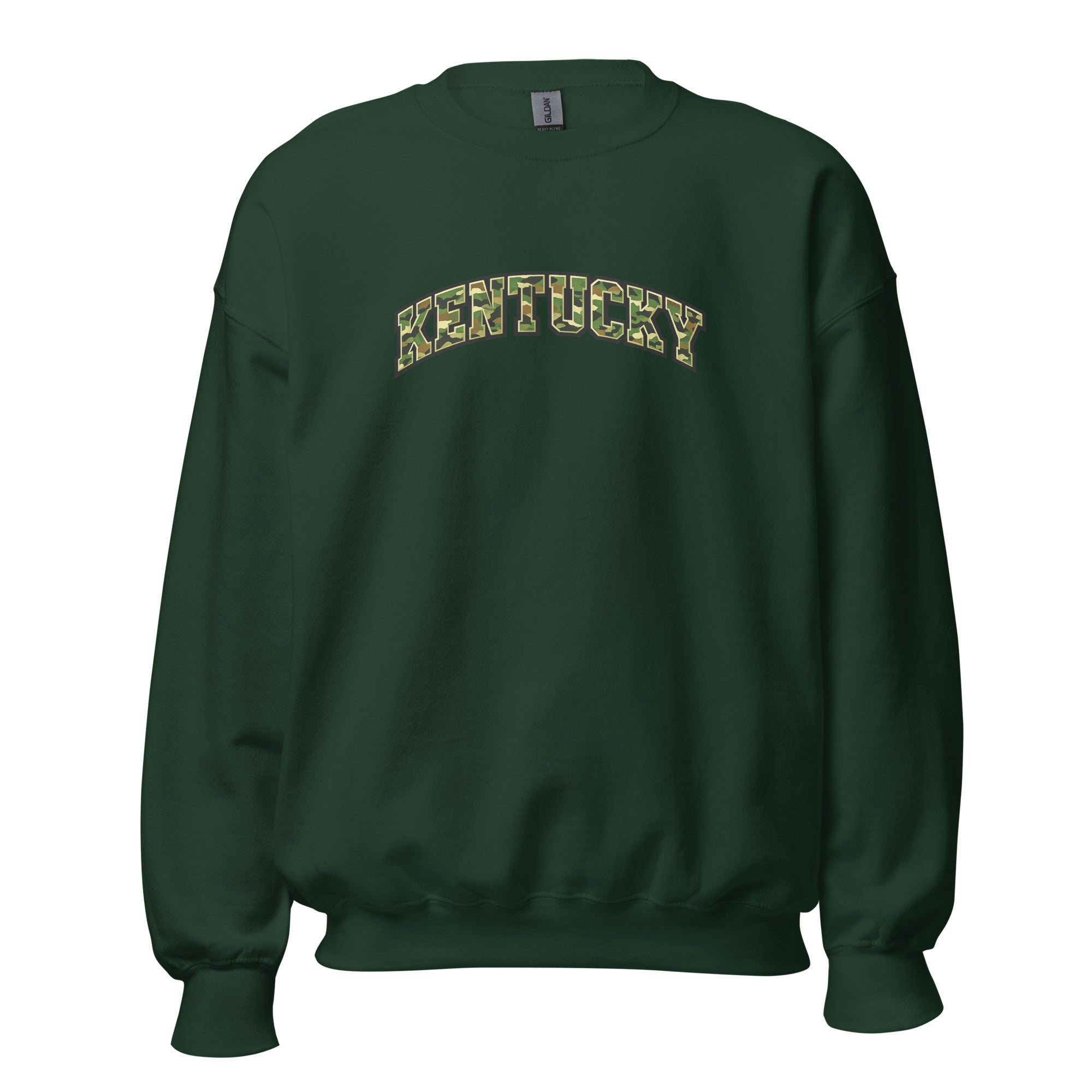 Kentucky Camo Sweatshirt | Military Green Arch Design | Unisex - Bluegrass Elite Apparel LLC
