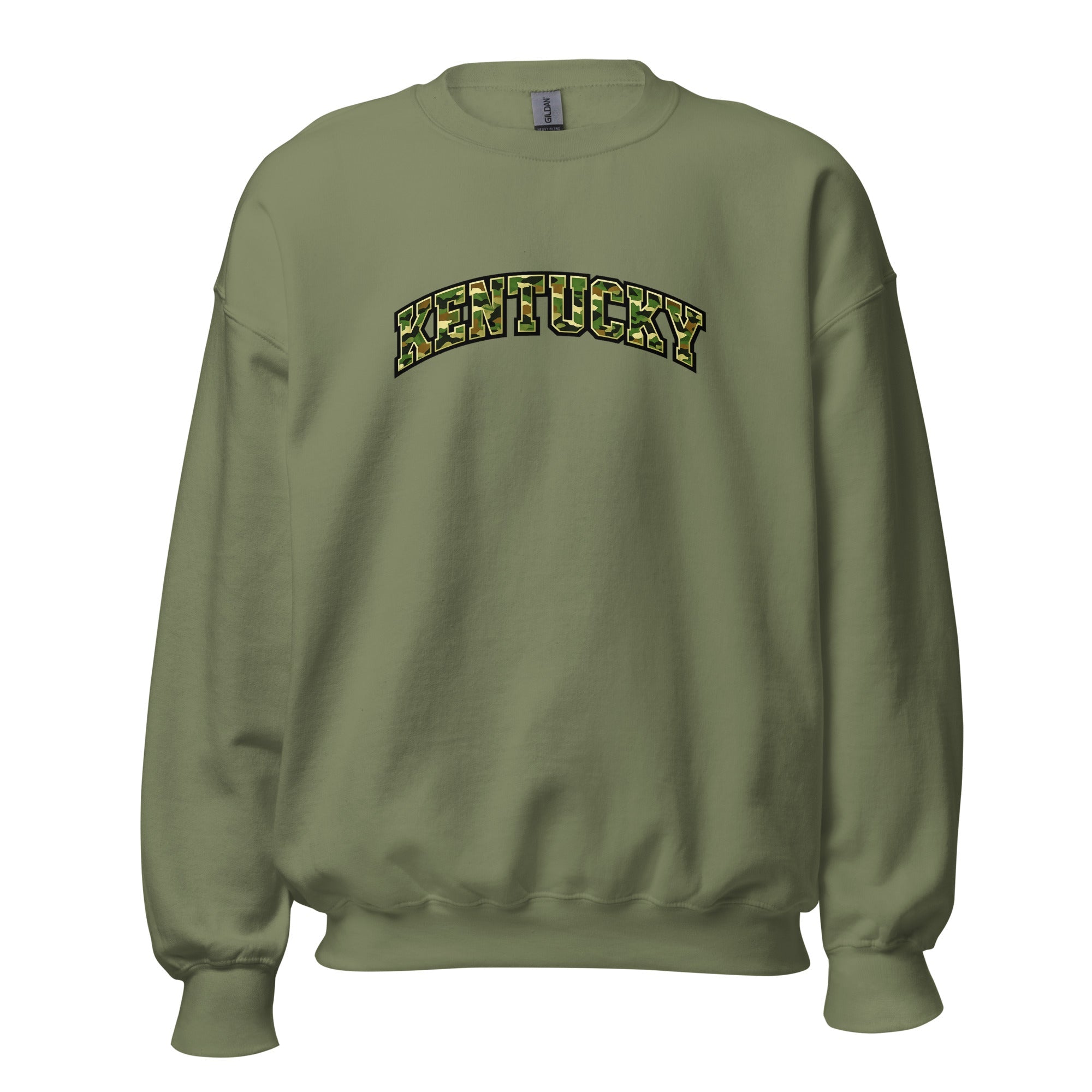 Kentucky Camo Sweatshirt | Military Green Arch Design | Unisex - Bluegrass Elite Apparel LLC