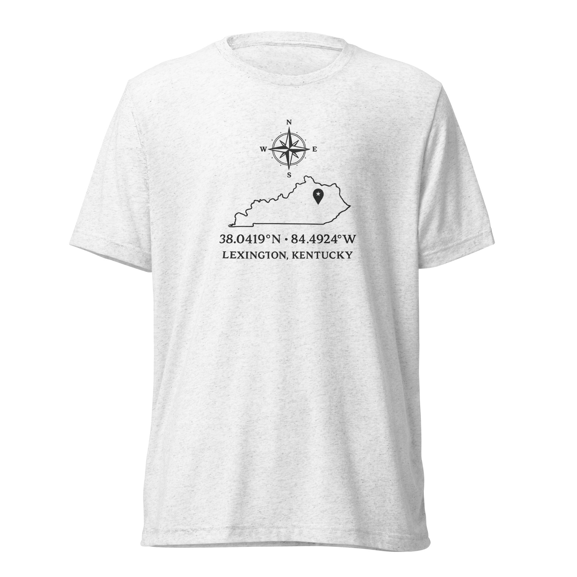 Kentucky Coordinates T-Shirt | Lexington Latitude Design | Elite Tri - Blend - Bluegrass Elite Apparel LLC