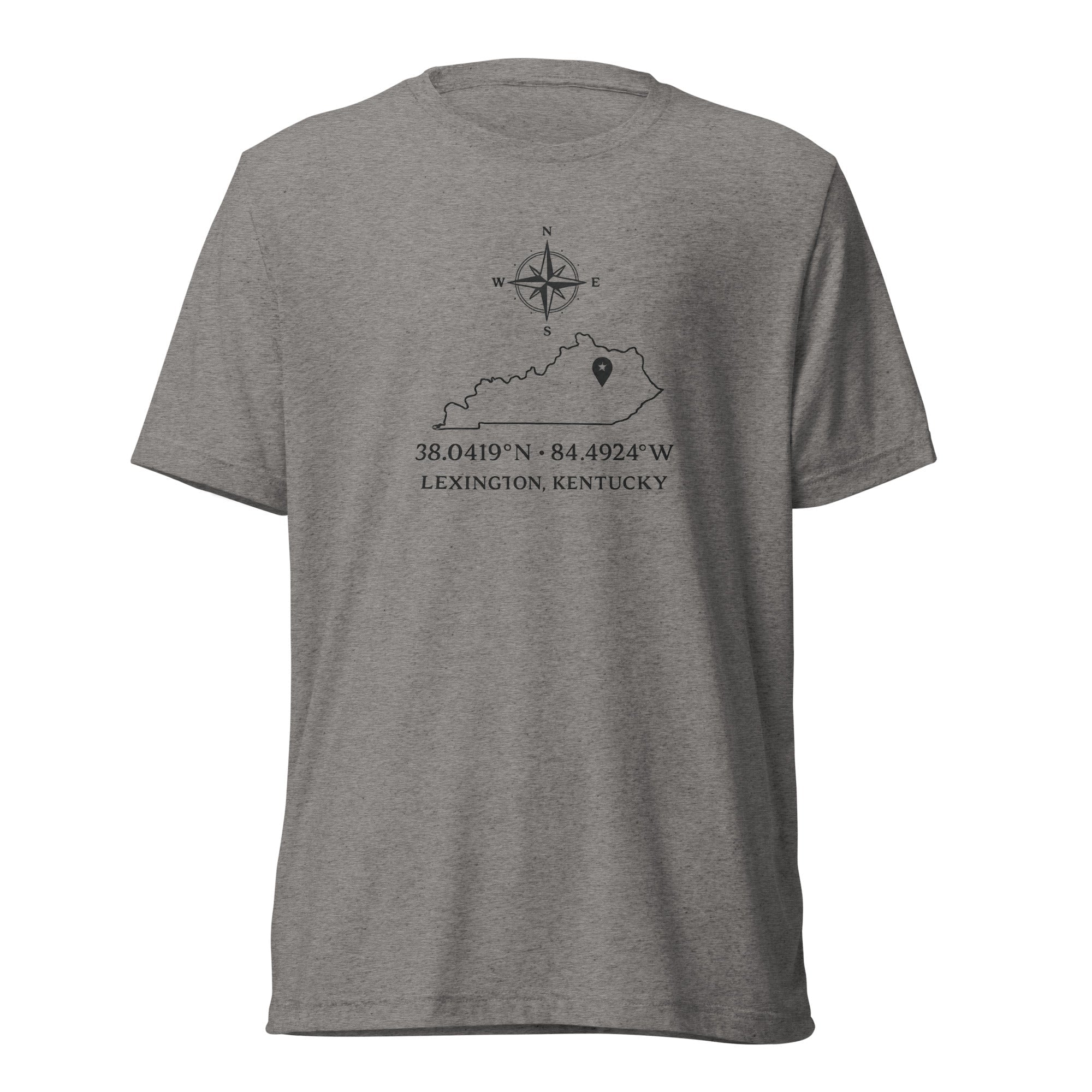 Kentucky Coordinates T-Shirt | Lexington Latitude Design | Elite Tri - Blend - Bluegrass Elite Apparel LLC