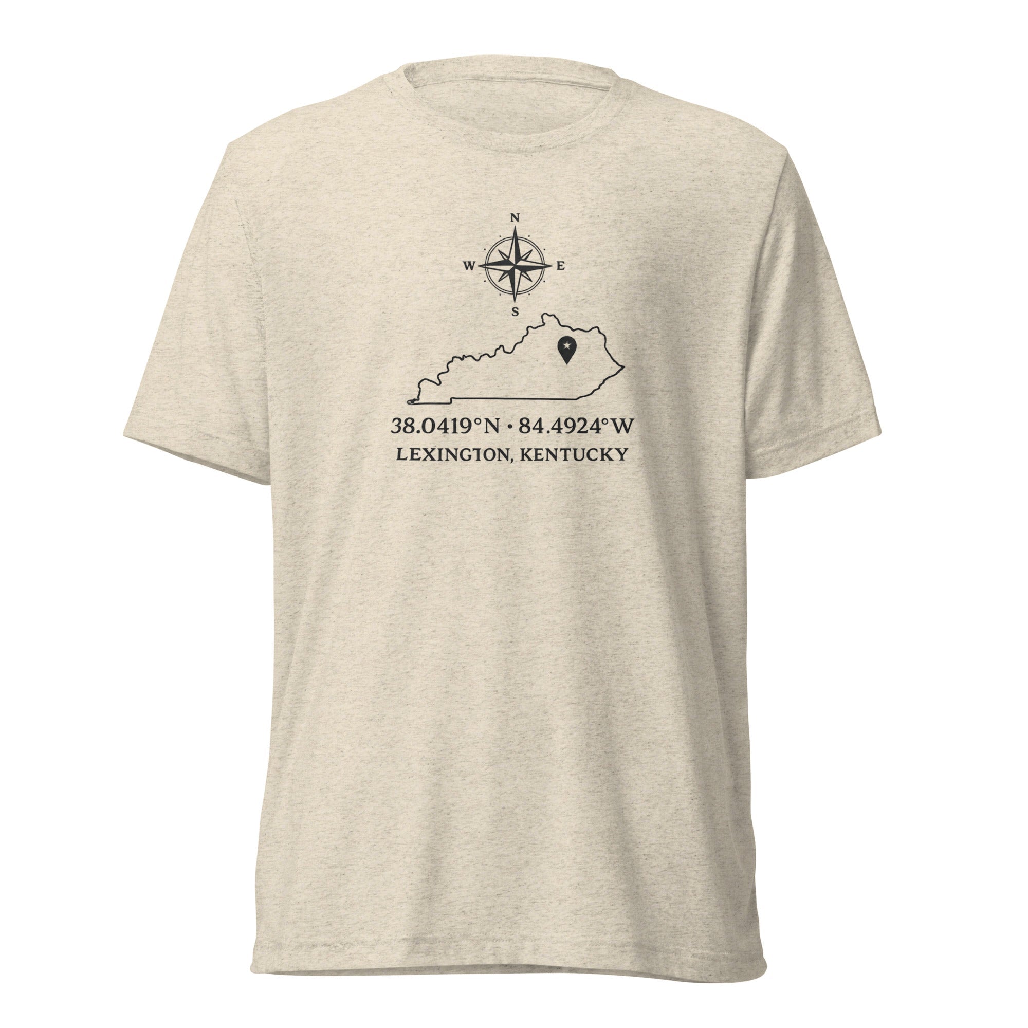 Kentucky Coordinates T-Shirt | Lexington Latitude Design | Elite Tri - Blend - Bluegrass Elite Apparel LLC