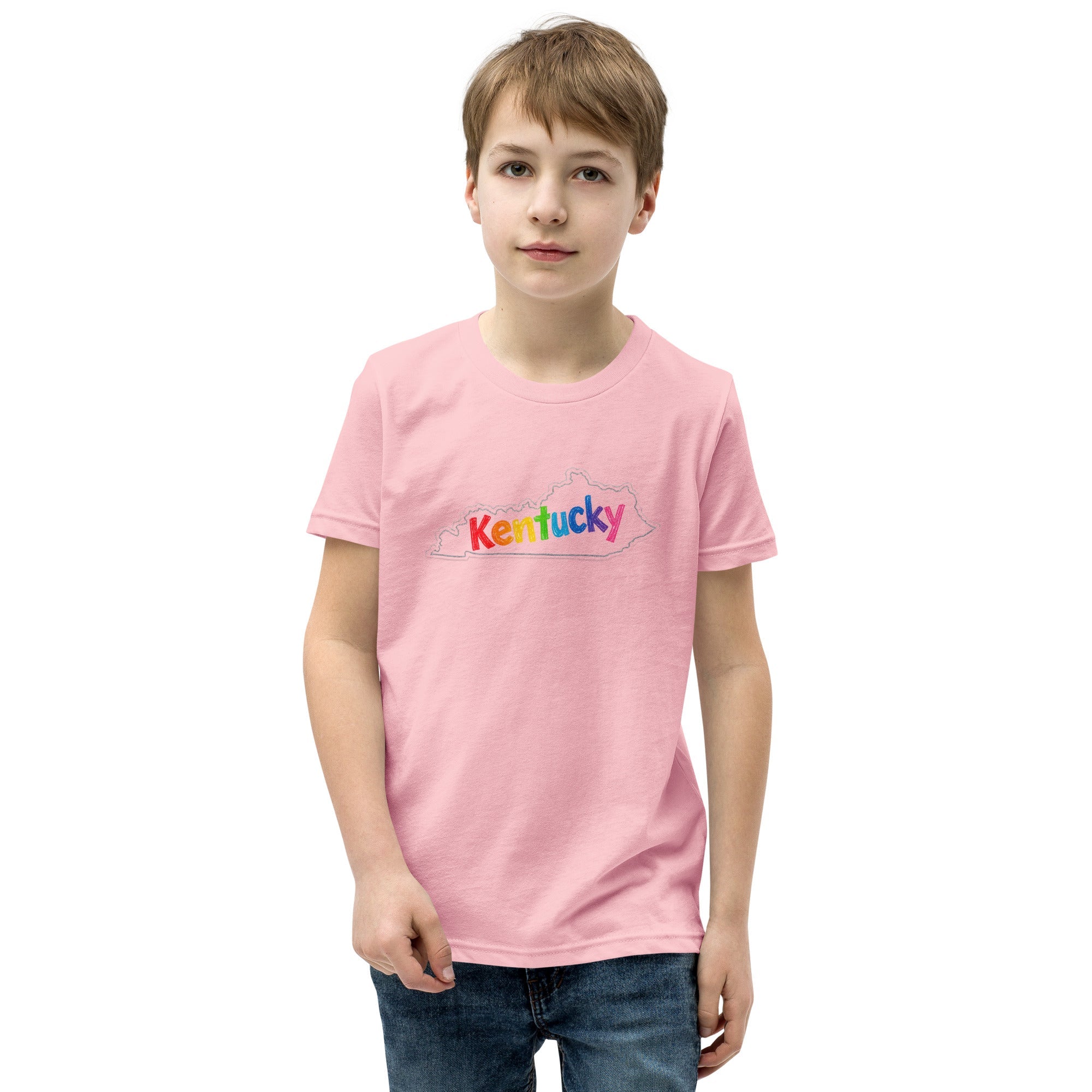 Kentucky Crayon Script Youth Tee | Classic Colorful State Design - Bluegrass Elite Apparel LLC