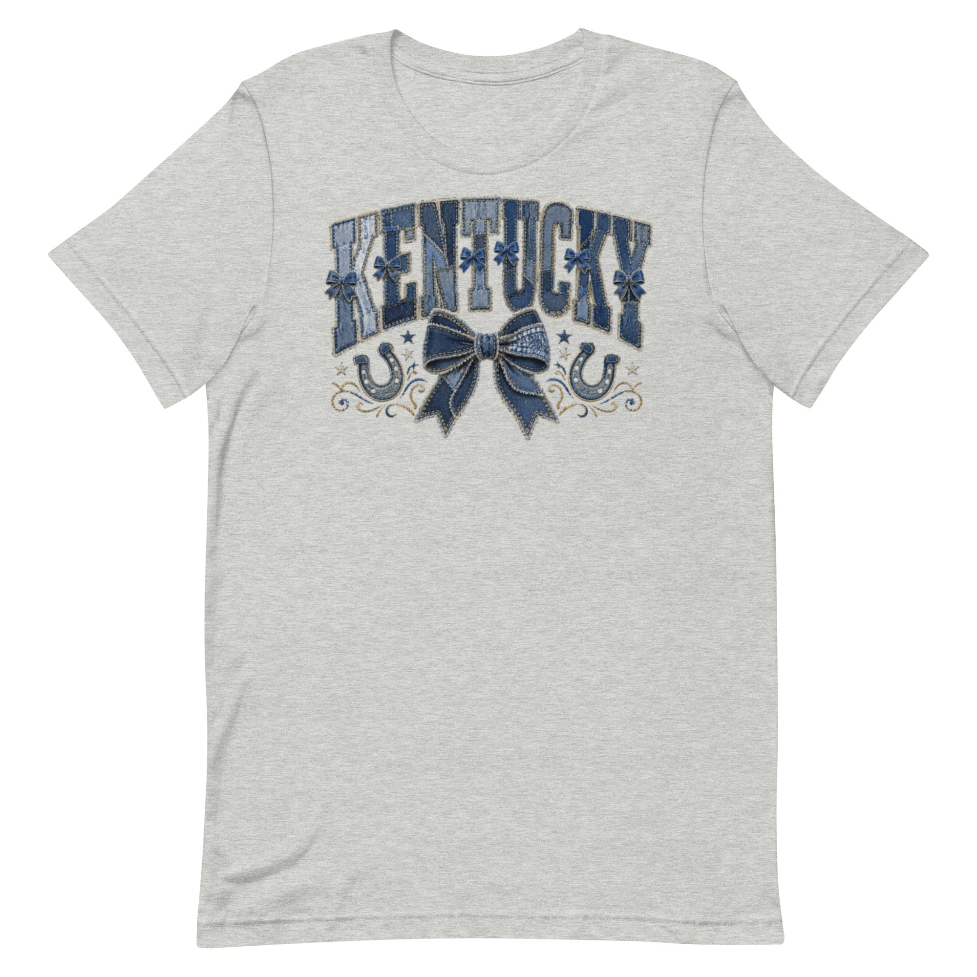 Kentucky Denim Bow Tee | Vintage Patchwork Design | Classic - Bluegrass Elite Apparel LLC