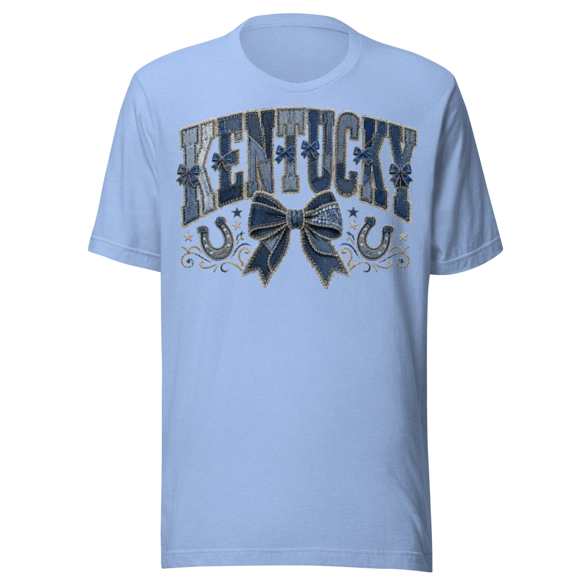 Kentucky Denim Bow Tee | Vintage Patchwork Design | Classic - Bluegrass Elite Apparel LLC