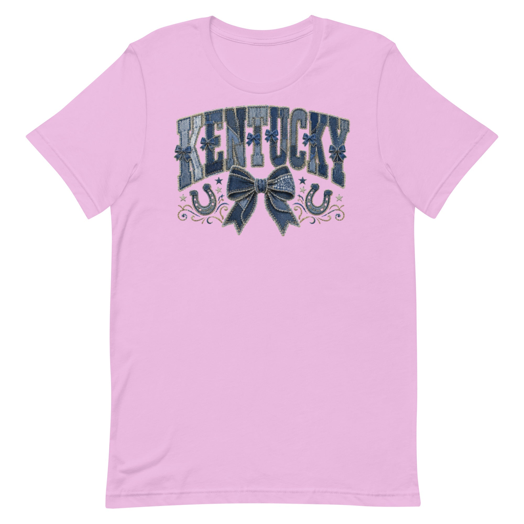 Kentucky Denim Bow Tee | Vintage Patchwork Design | Classic - Bluegrass Elite Apparel LLC