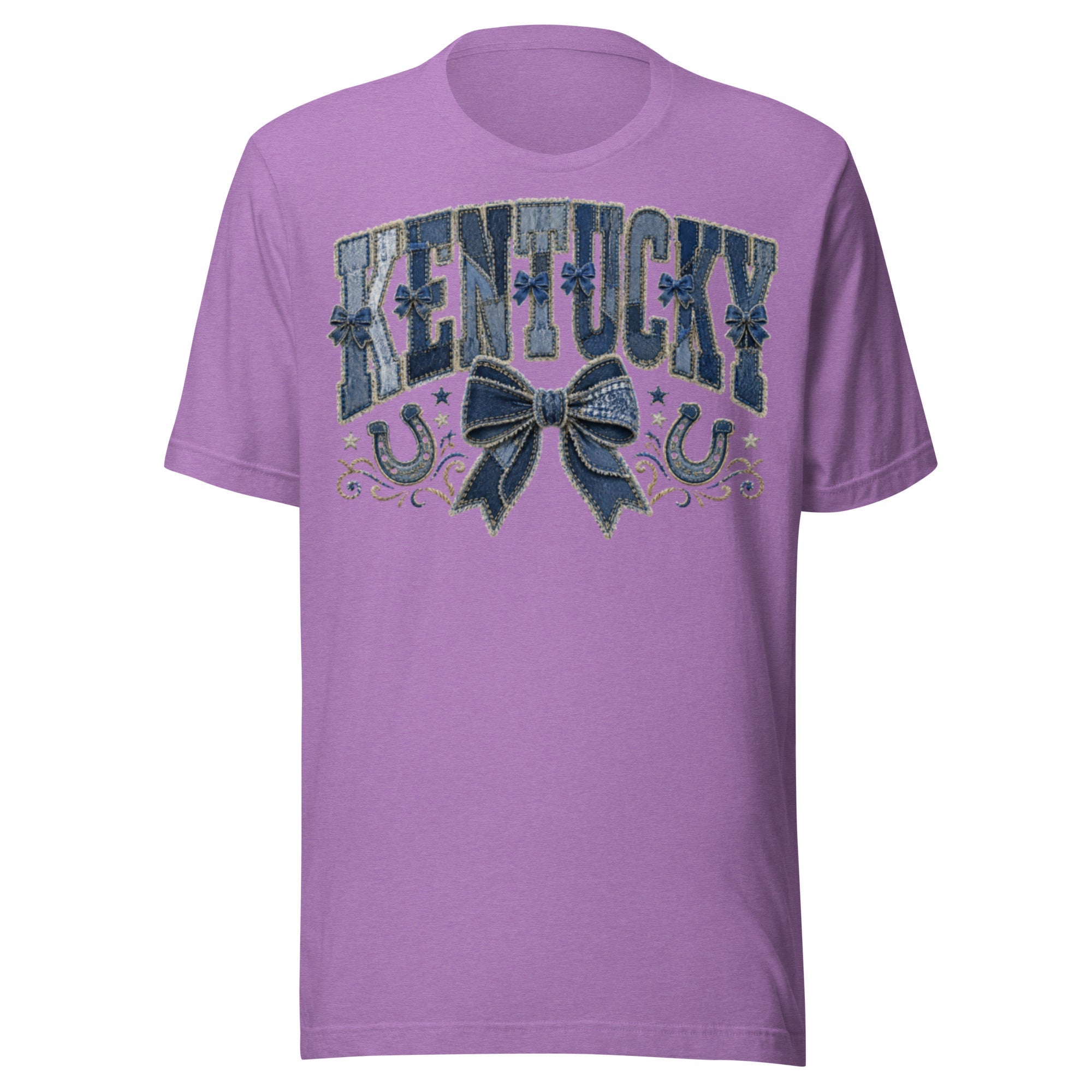 Kentucky Denim Bow Tee | Vintage Patchwork Design | Classic - Bluegrass Elite Apparel LLC