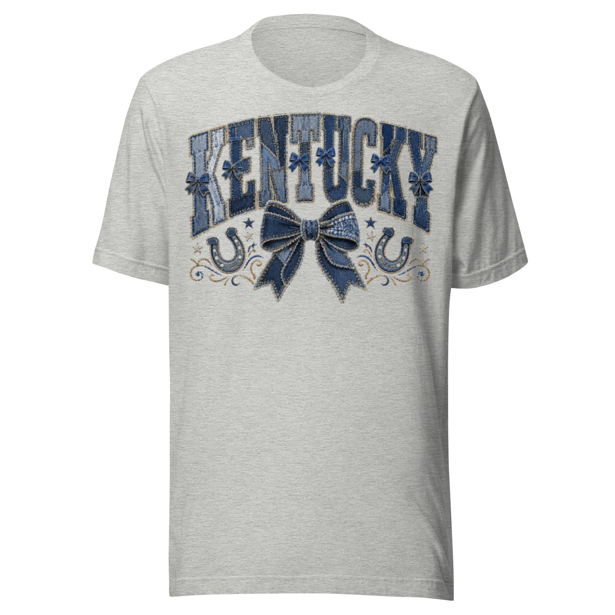 Kentucky Denim Bow Tee | Vintage Patchwork Design | Classic - Bluegrass Elite Apparel LLC