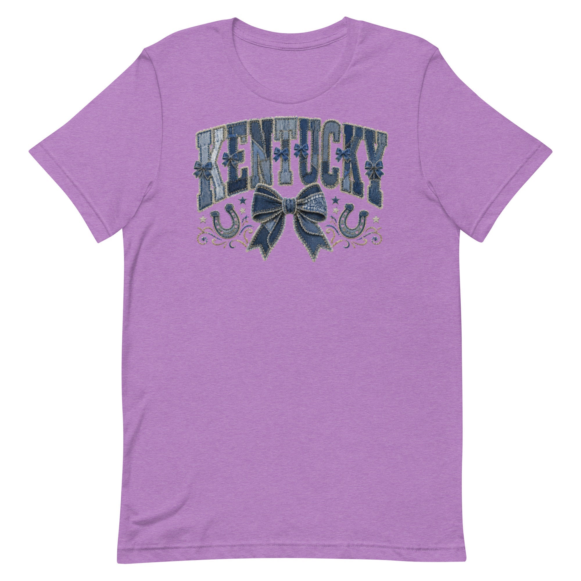 Kentucky Denim Bow Tee | Vintage Patchwork Design | Classic - Bluegrass Elite Apparel LLC