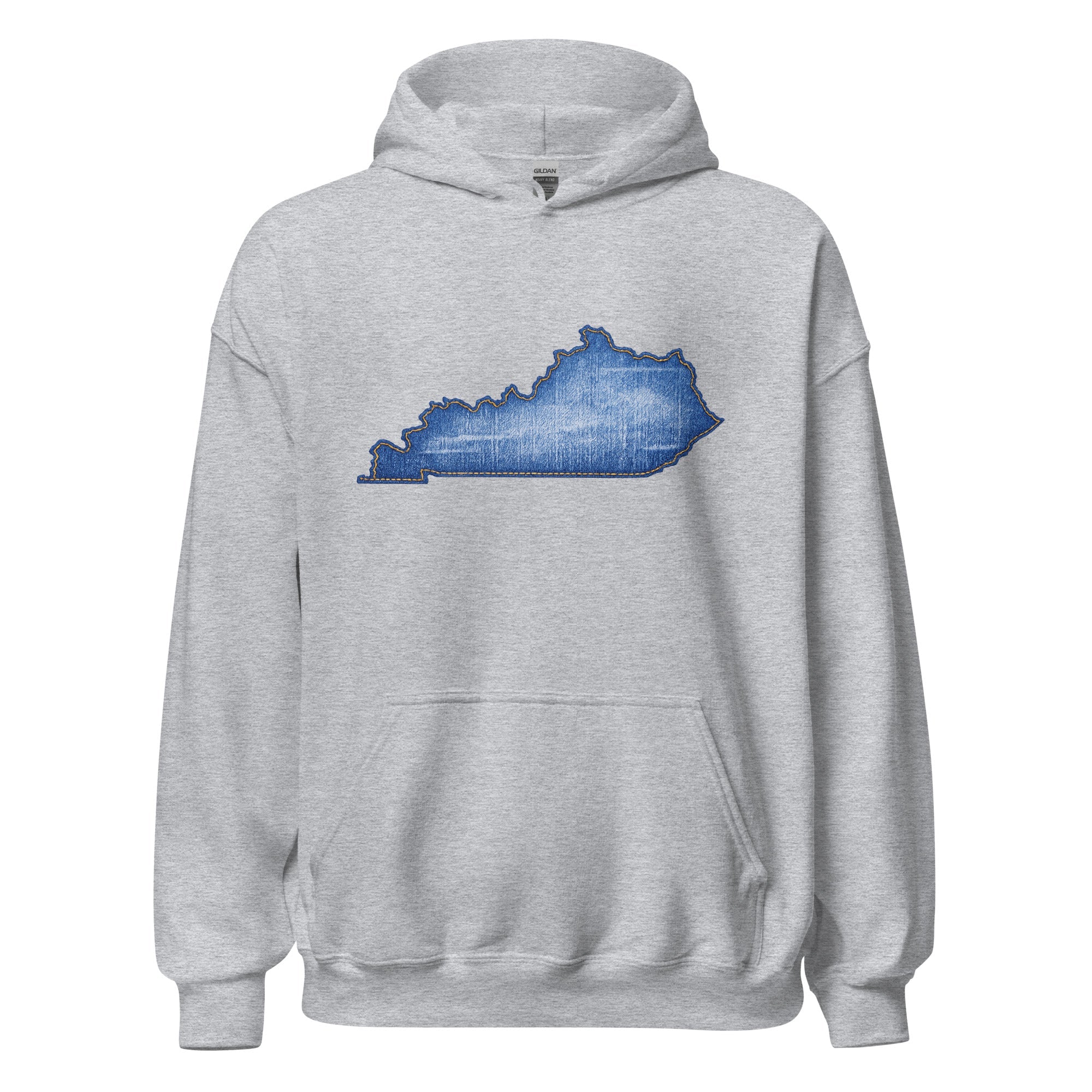 Kentucky Denim Patch Hoodie | Bluegrass Design - Bluegrass Elite Apparel LLC