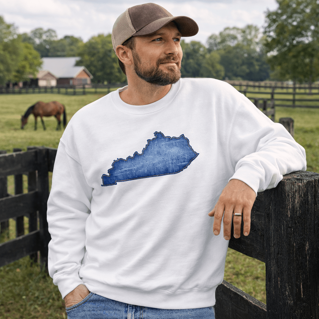 Kentucky Denim Patch Sweatshirt | Bluegrass State Design - Bluegrass Elite Apparel LLC