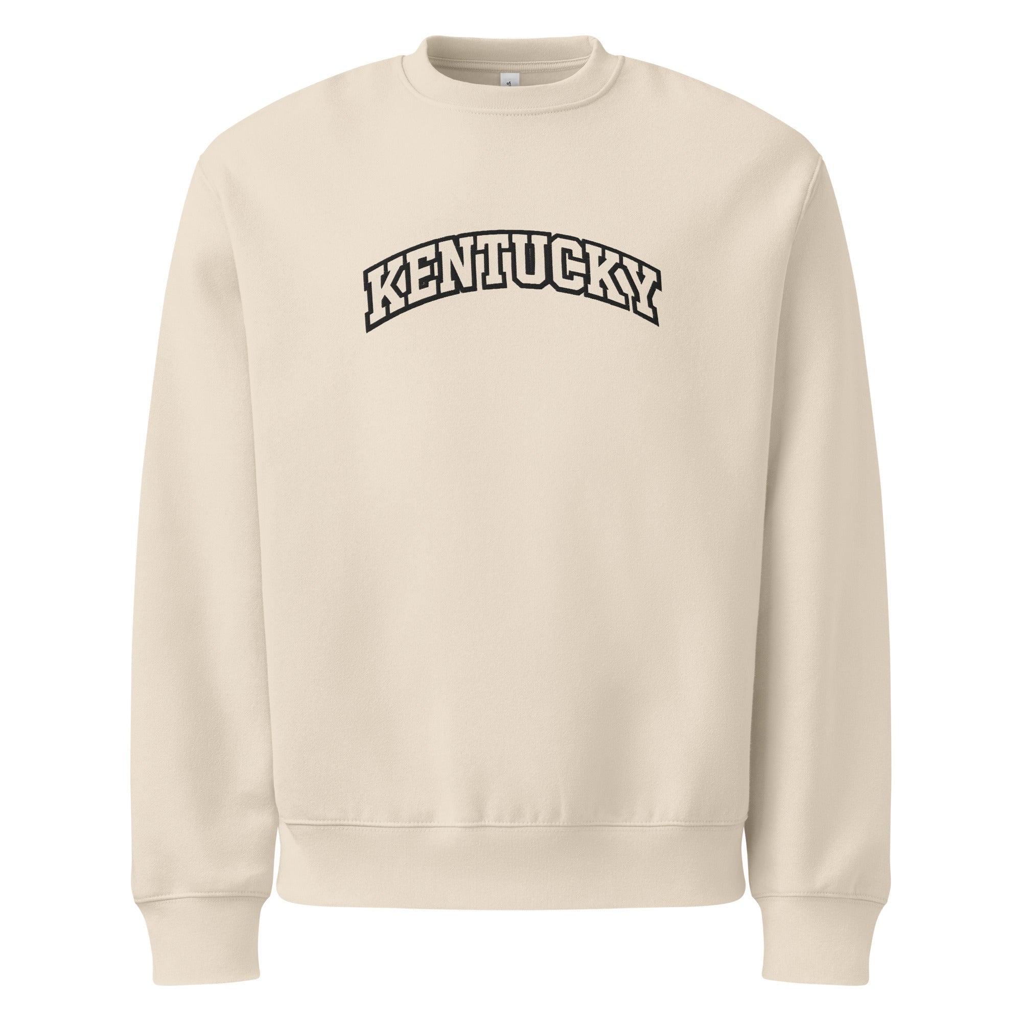 Kentucky Embroidered Sweatshirt | Thick Outline Arched Design | Oversized Heavyweight - Bluegrass Elite Apparel LLC