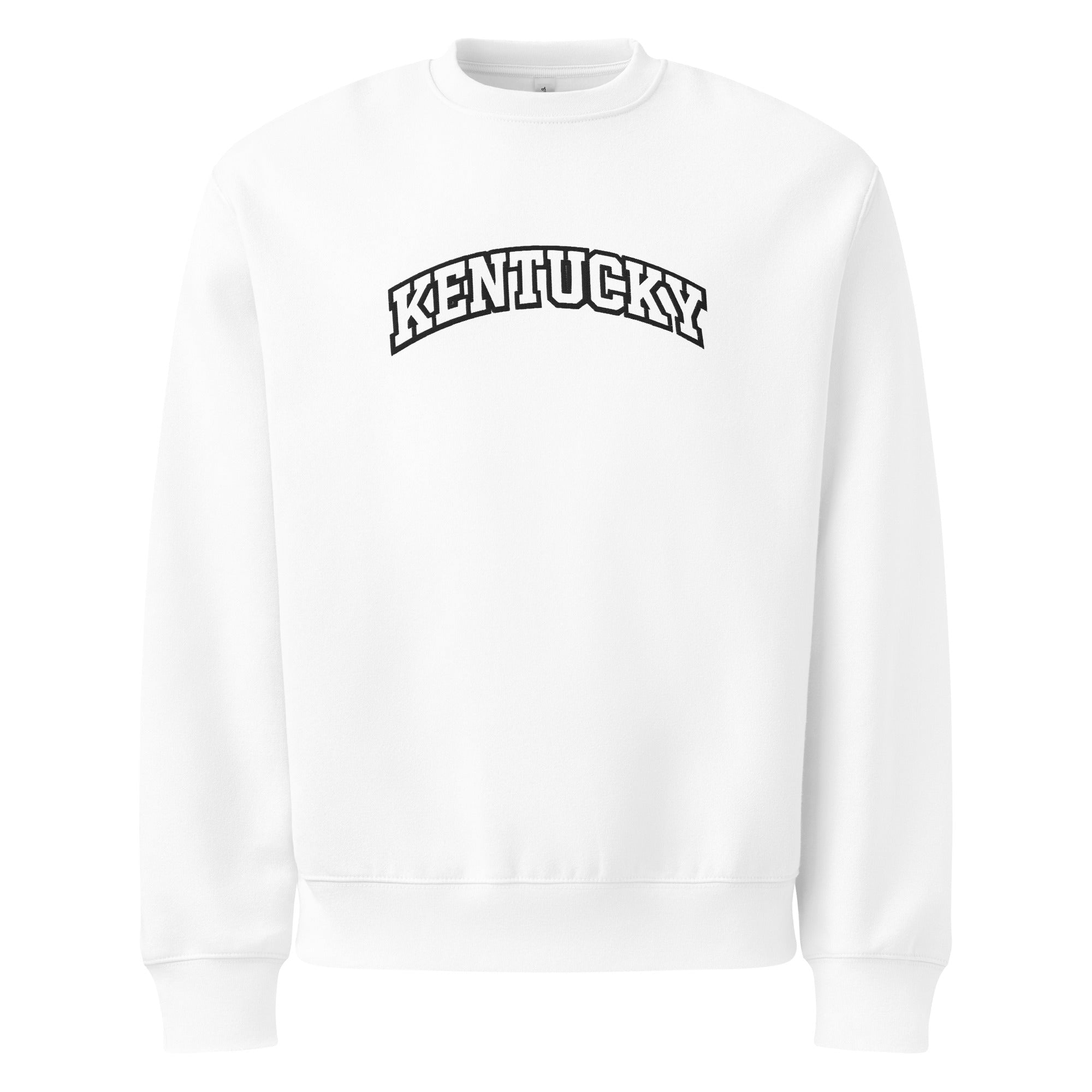 Kentucky Embroidered Sweatshirt | Thick Outline Arched Design | Oversized Heavyweight - Bluegrass Elite Apparel LLC
