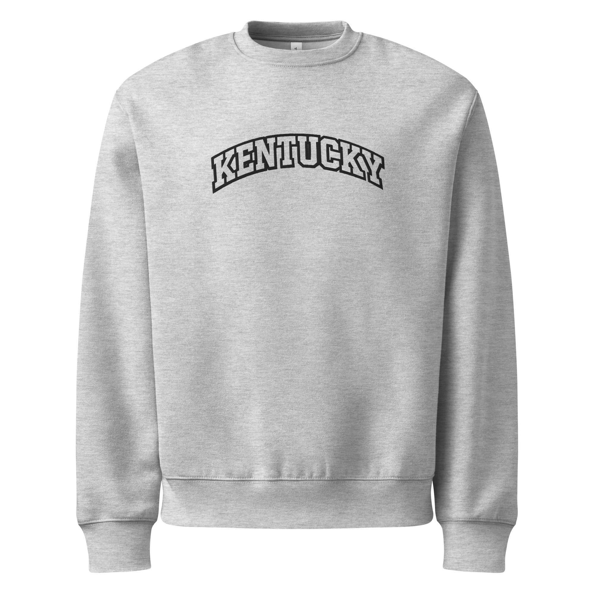 Kentucky Embroidered Sweatshirt | Thick Outline Arched Design | Oversized Heavyweight - Bluegrass Elite Apparel LLC