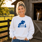 Kentucky Equestrian Silhouette Sweatshirt | Minimal Horse Jumper Design - Bluegrass Elite Apparel LLC