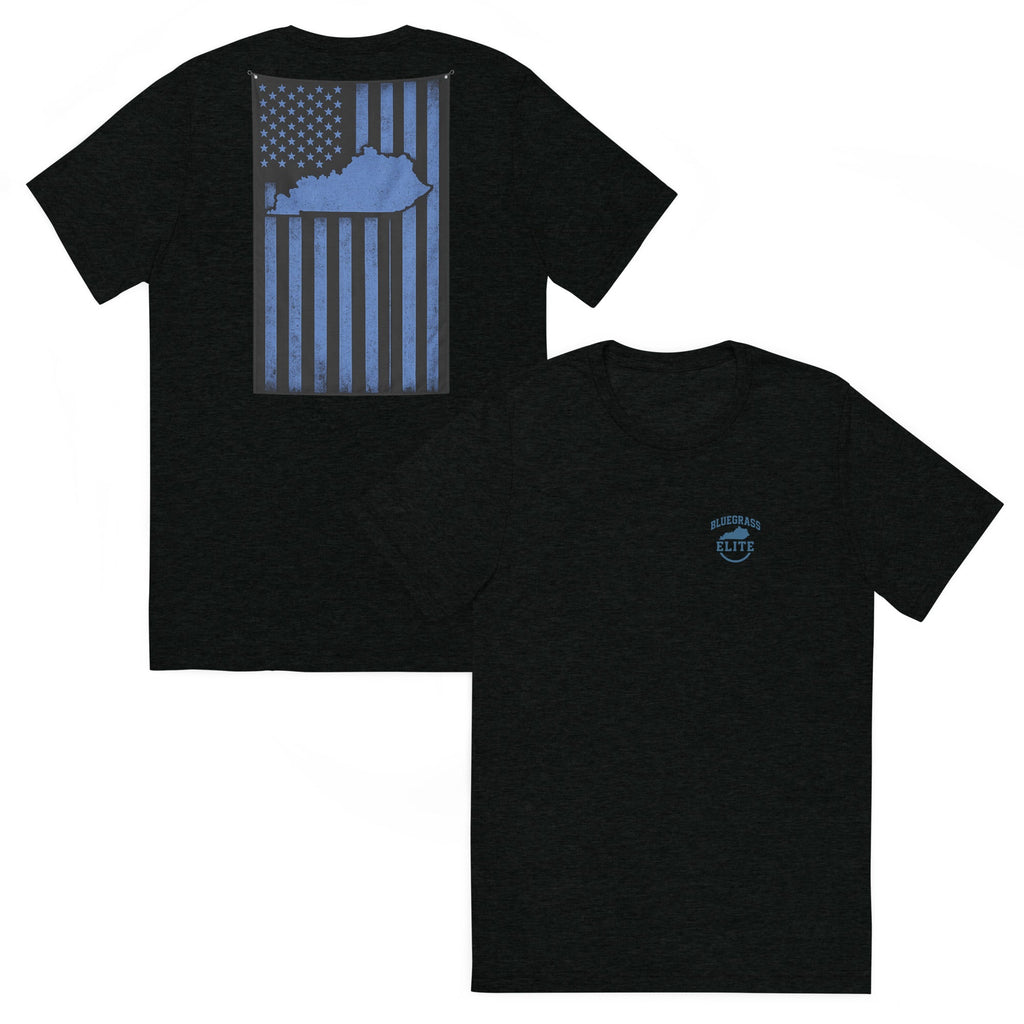 Kentucky Flag T-Shirt | Blue Line Distressed Design | Elite - Bluegrass Elite Apparel LLC