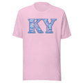Kentucky Floral Porcelain Letter Tee | Blue China Pattern Design | Classic - Bluegrass Elite Apparel LLC