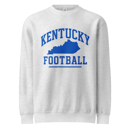 Kentucky Football Sweatshirt | Arched Blue State Outline | Premium Crewneck - Bluegrass Elite Apparel LLC