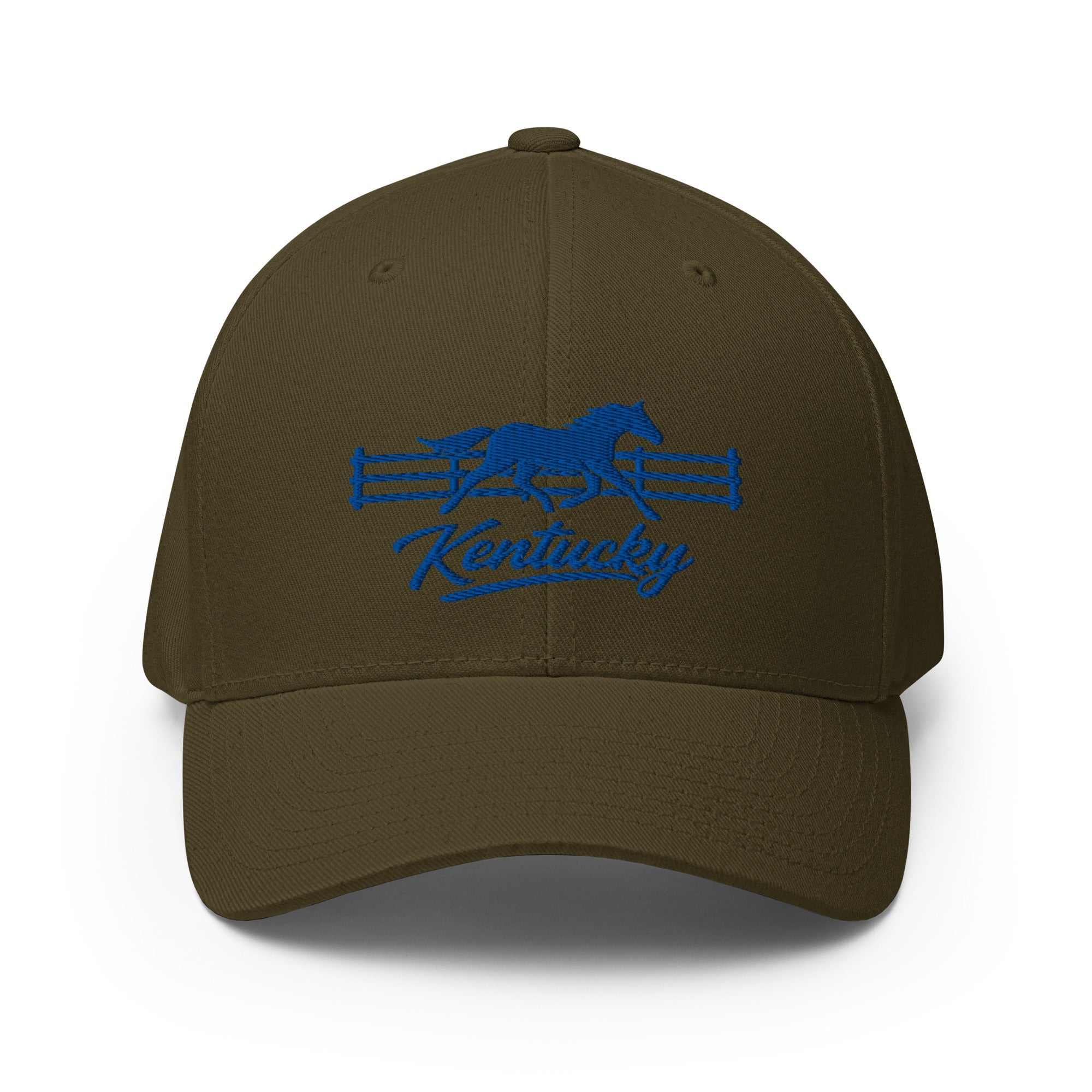 Kentucky Gallop Hat | Blue Horse & Fence Structured Cap - Bluegrass Elite Apparel LLC