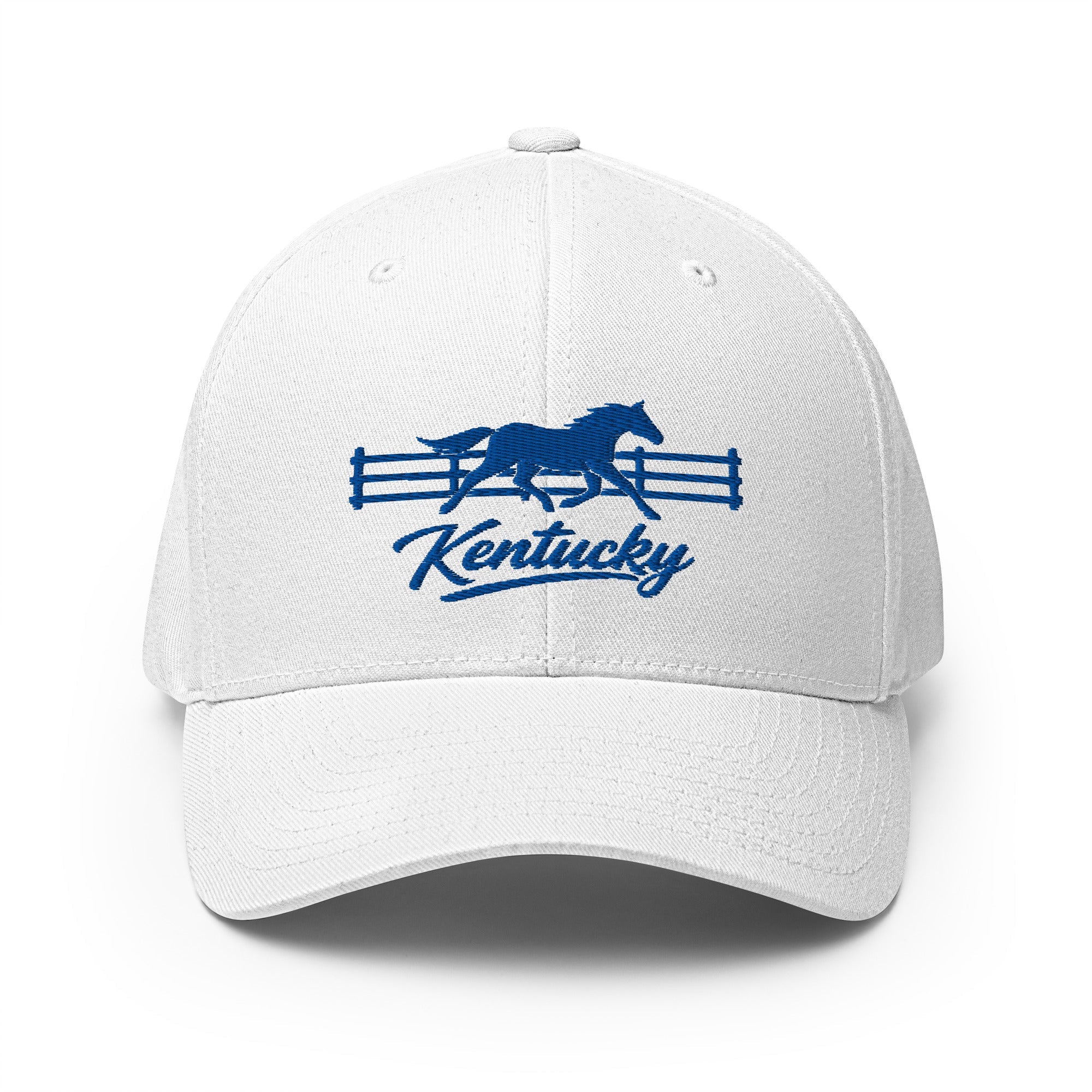 Kentucky Gallop Hat | Blue Horse & Fence Structured Cap - Bluegrass Elite Apparel LLC