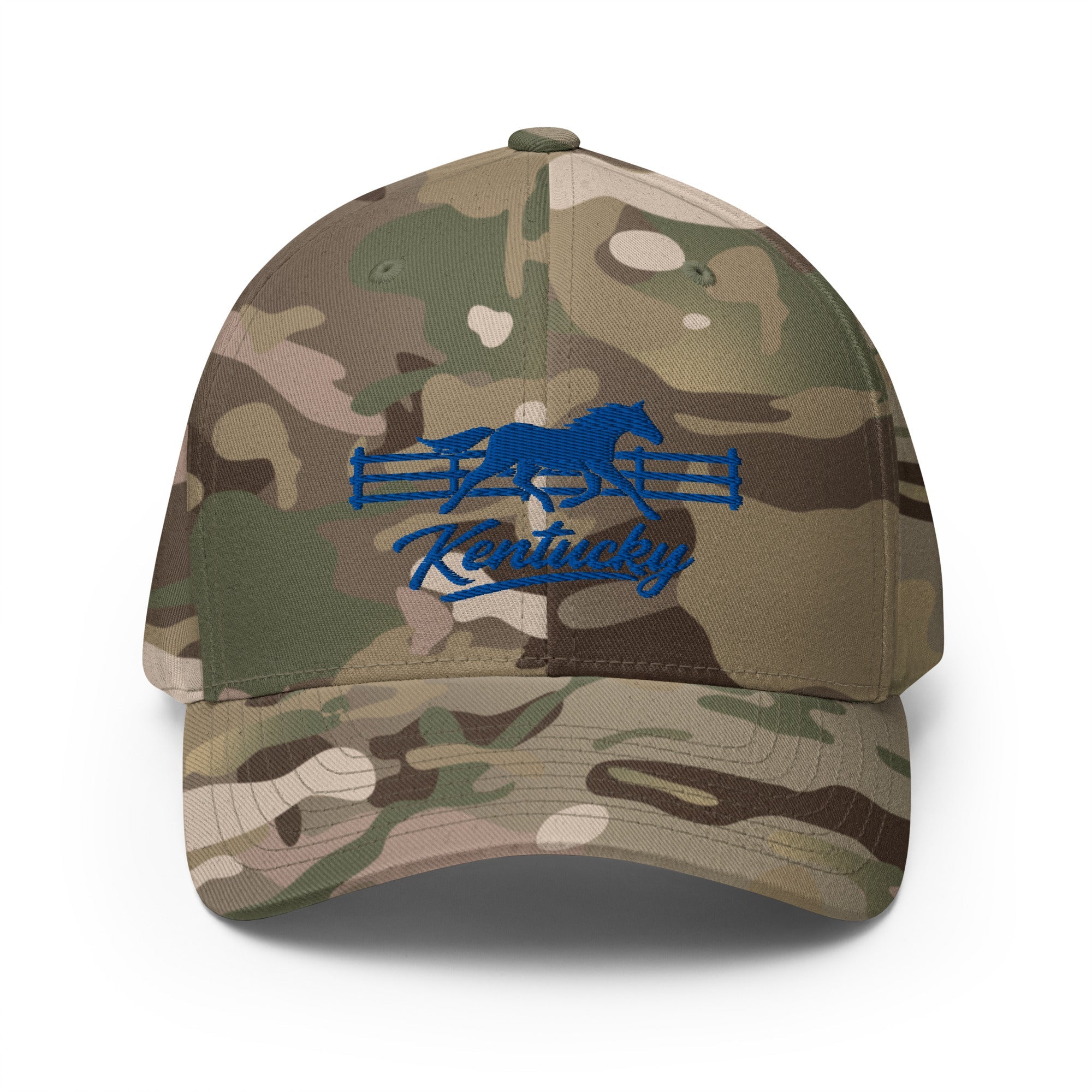Kentucky Gallop Hat | Blue Horse & Fence Structured Cap - Bluegrass Elite Apparel LLC