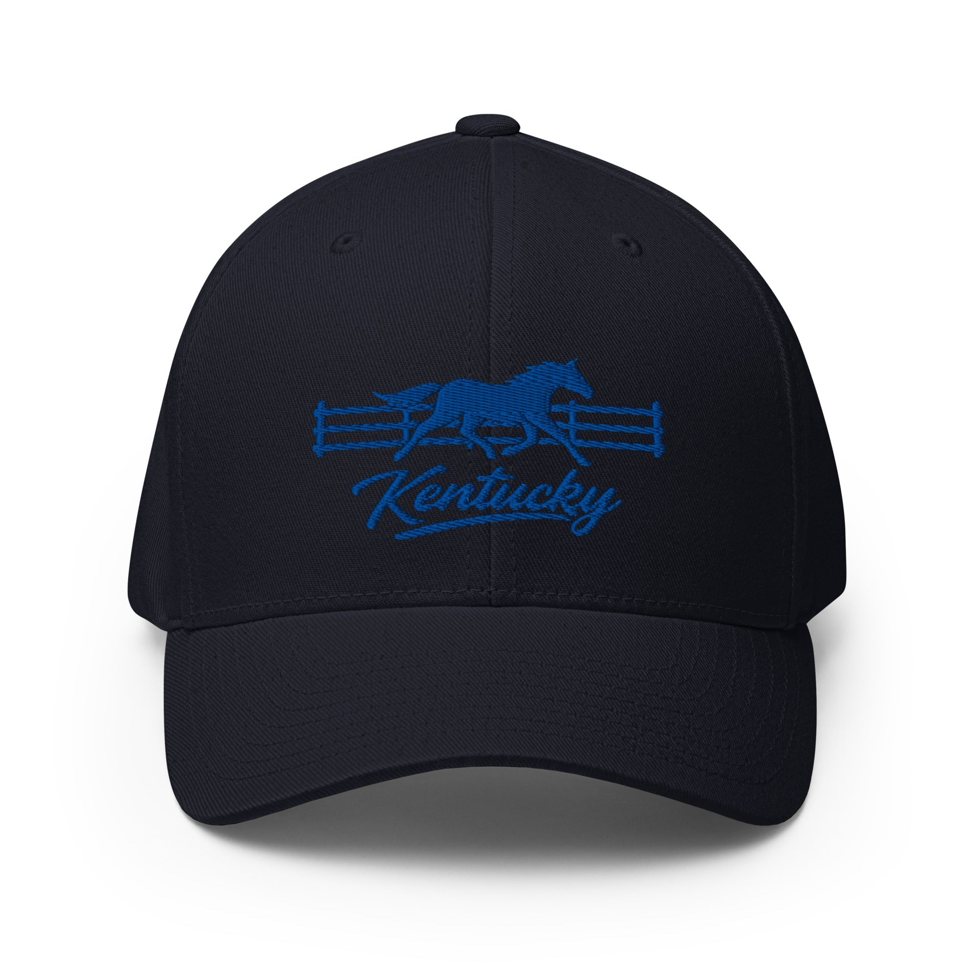 Kentucky Gallop Hat | Blue Horse & Fence Structured Cap - Bluegrass Elite Apparel LLC