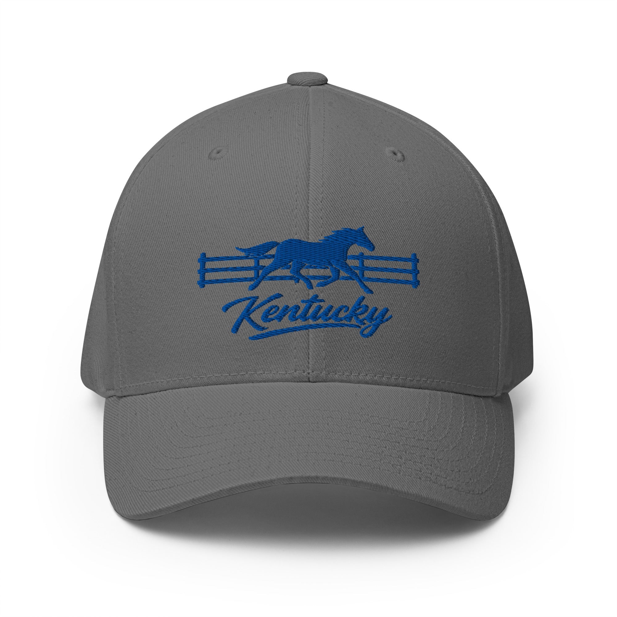 Kentucky Gallop Hat | Blue Horse & Fence Structured Cap - Bluegrass Elite Apparel LLC