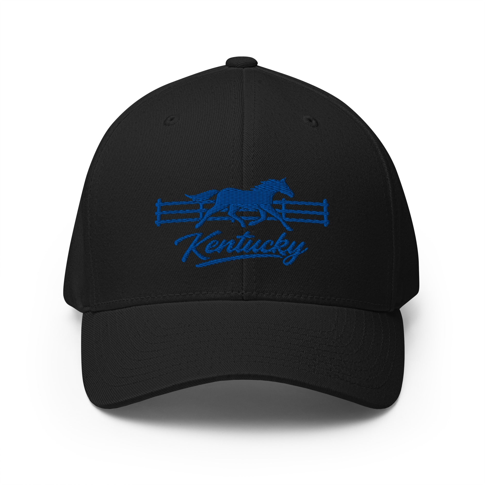 Kentucky Gallop Hat | Blue Horse & Fence Structured Cap - Bluegrass Elite Apparel LLC