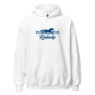 Kentucky Gallop Hoodie | Embroidered Blue Horse & Fence Design - Bluegrass Elite Apparel LLC