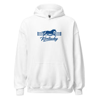 Kentucky Gallop Hoodie | Embroidered Blue Horse & Fence Design - Bluegrass Elite Apparel LLC