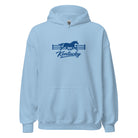 Kentucky Gallop Hoodie | Embroidered Blue Horse & Fence Design - Bluegrass Elite Apparel LLC