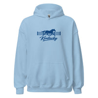 Kentucky Gallop Hoodie | Embroidered Blue Horse & Fence Design - Bluegrass Elite Apparel LLC