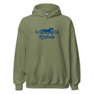 Kentucky Gallop Hoodie | Embroidered Blue Horse & Fence Design - Bluegrass Elite Apparel LLC