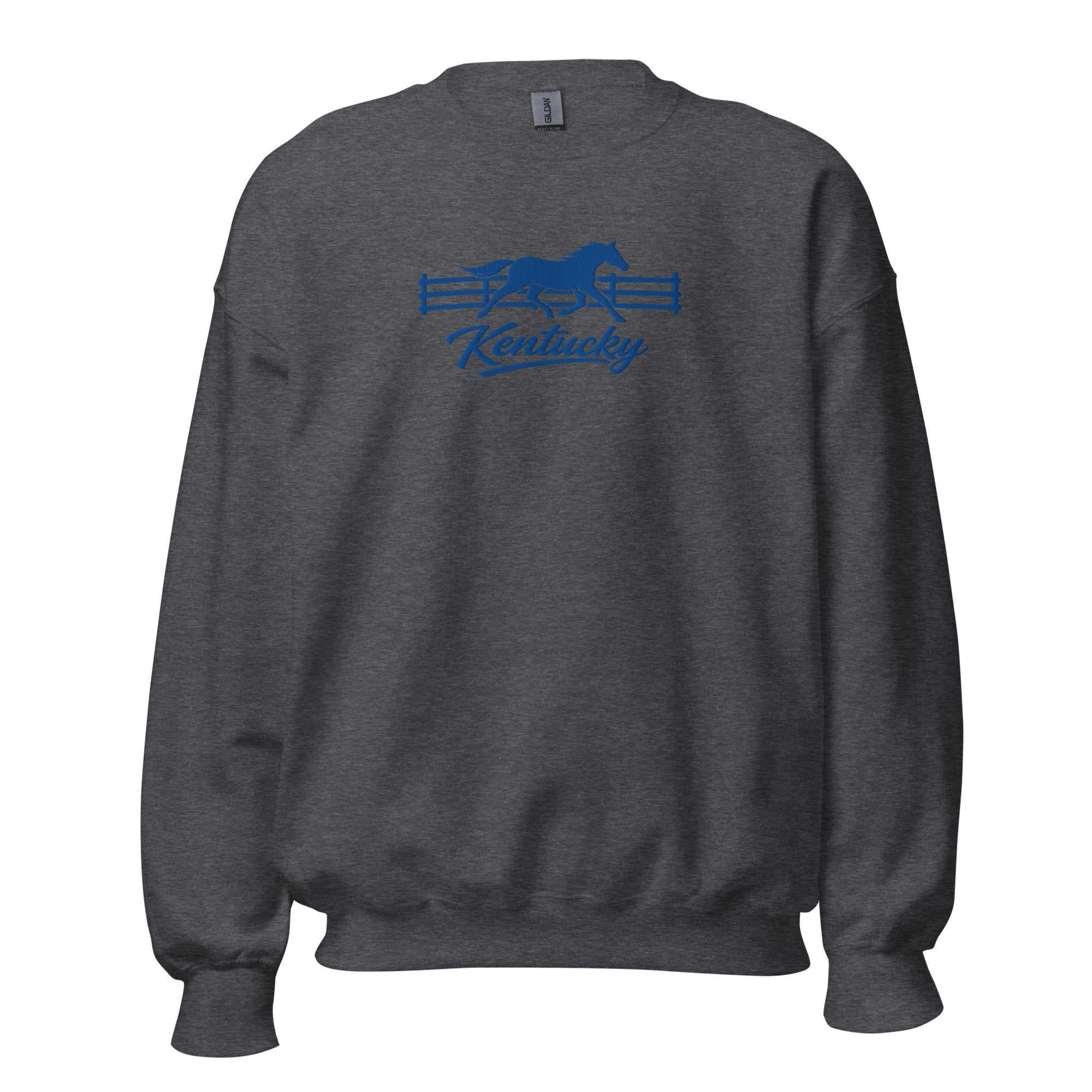 Kentucky Gallop Sweatshirt | Blue Horse & Fence Embroidery - Bluegrass Elite Apparel LLC