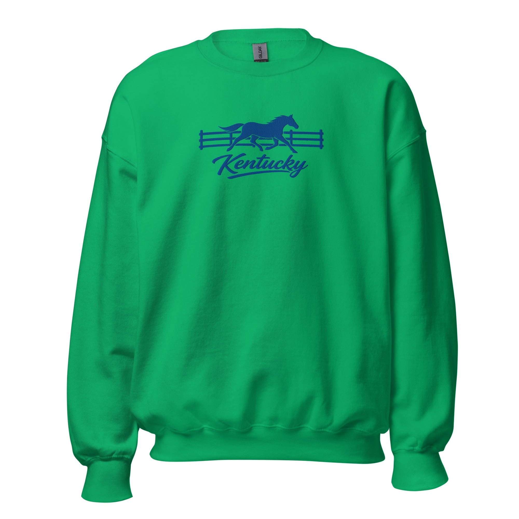 Kentucky Gallop Sweatshirt | Blue Horse & Fence Embroidery - Bluegrass Elite Apparel LLC