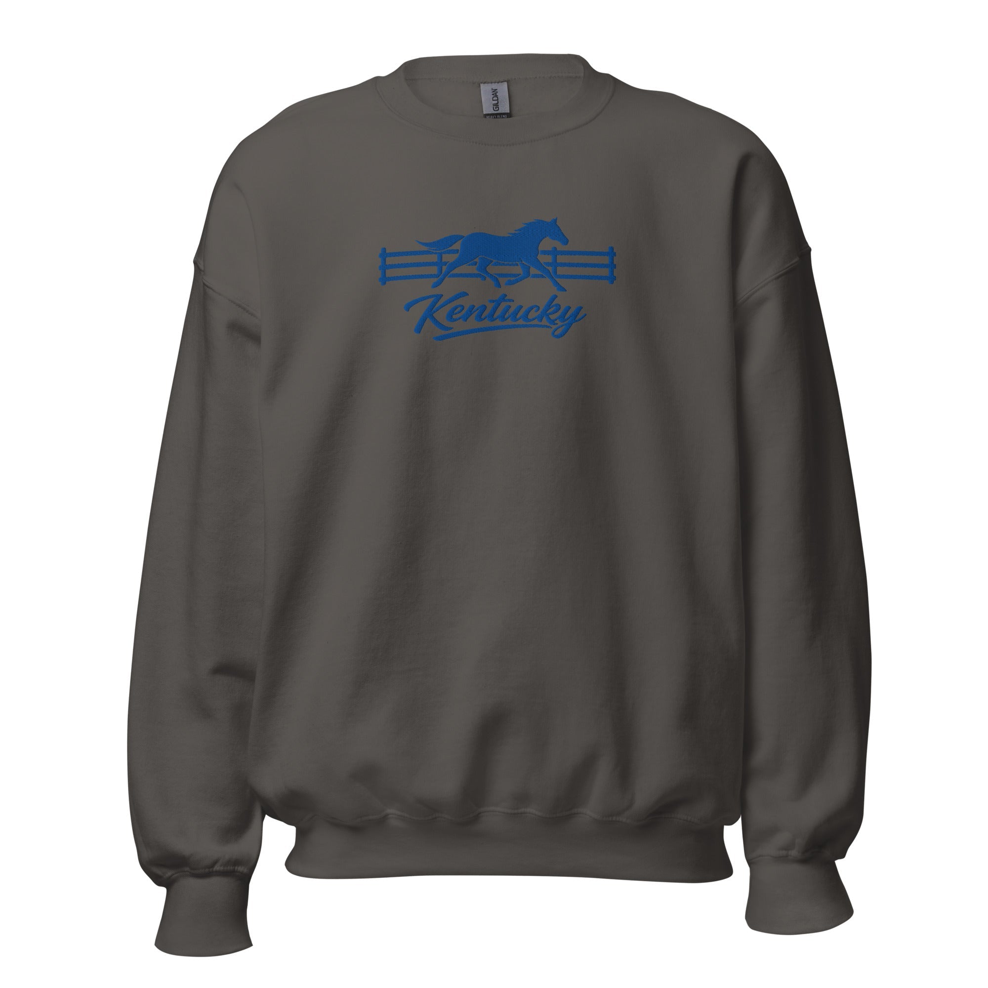 Kentucky Gallop Sweatshirt | Blue Horse & Fence Embroidery - Bluegrass Elite Apparel LLC
