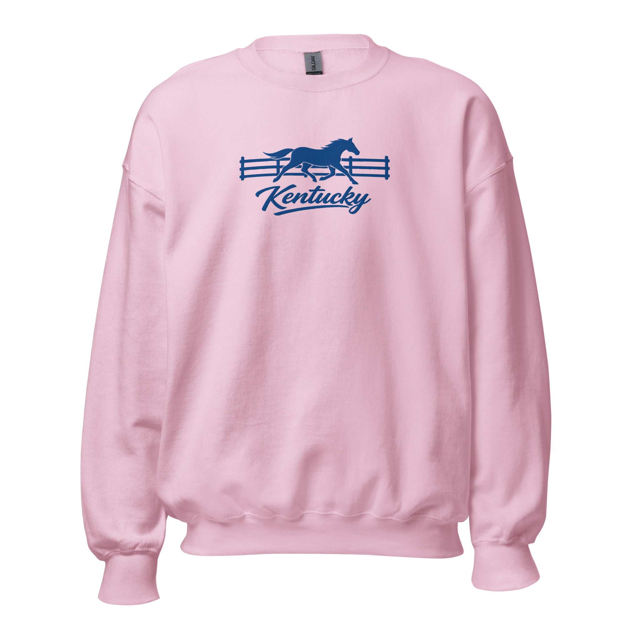 Kentucky Gallop Sweatshirt | Blue Horse & Fence Embroidery - Bluegrass Elite Apparel LLC