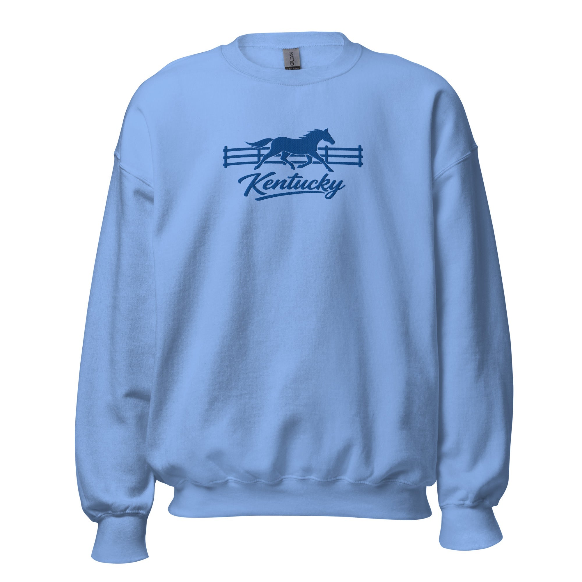 Kentucky Gallop Sweatshirt | Blue Horse & Fence Embroidery - Bluegrass Elite Apparel LLC