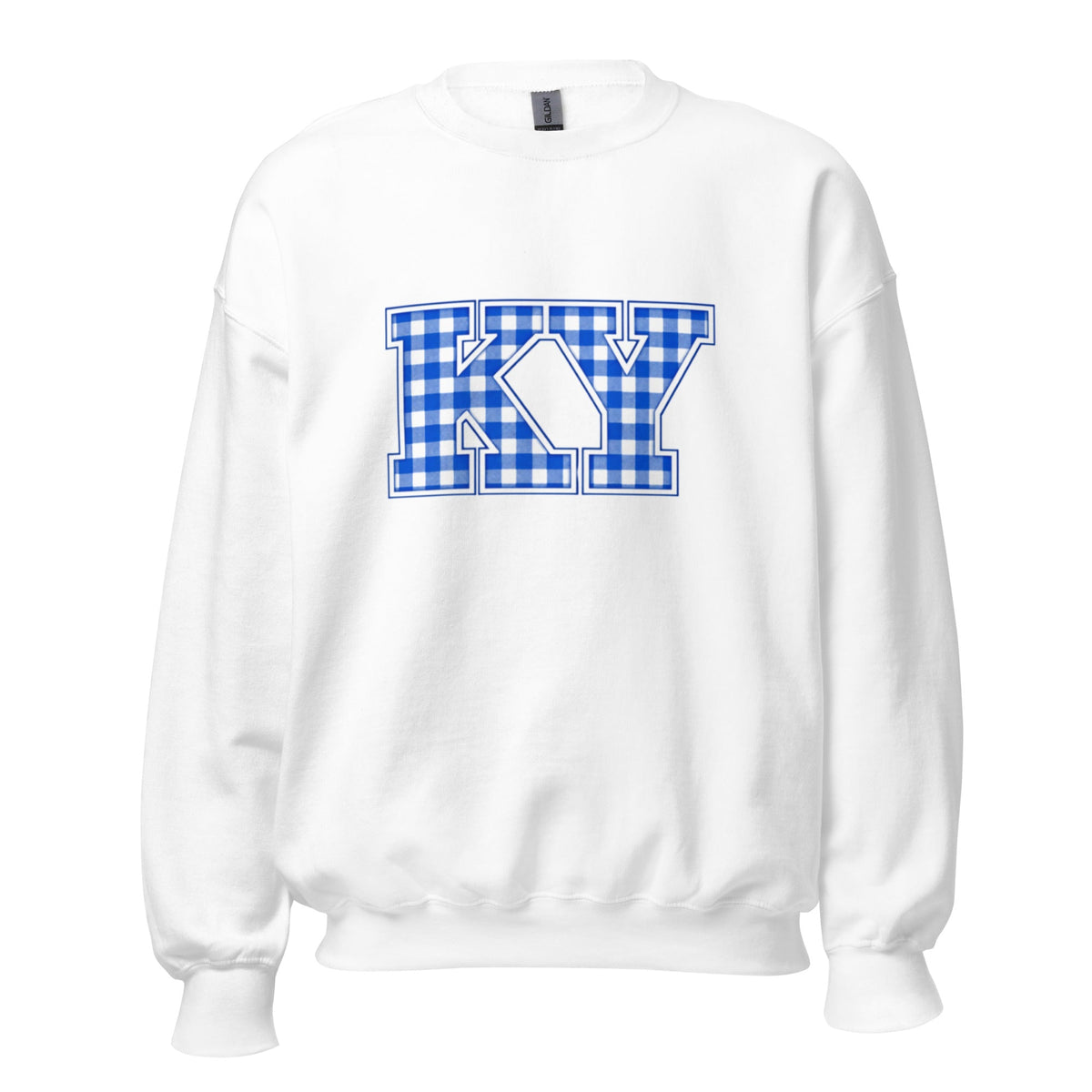 Kentucky Gingham KY Sweatshirt | Blue Checkered Letter Design | Classic - Bluegrass Elite Apparel LLC