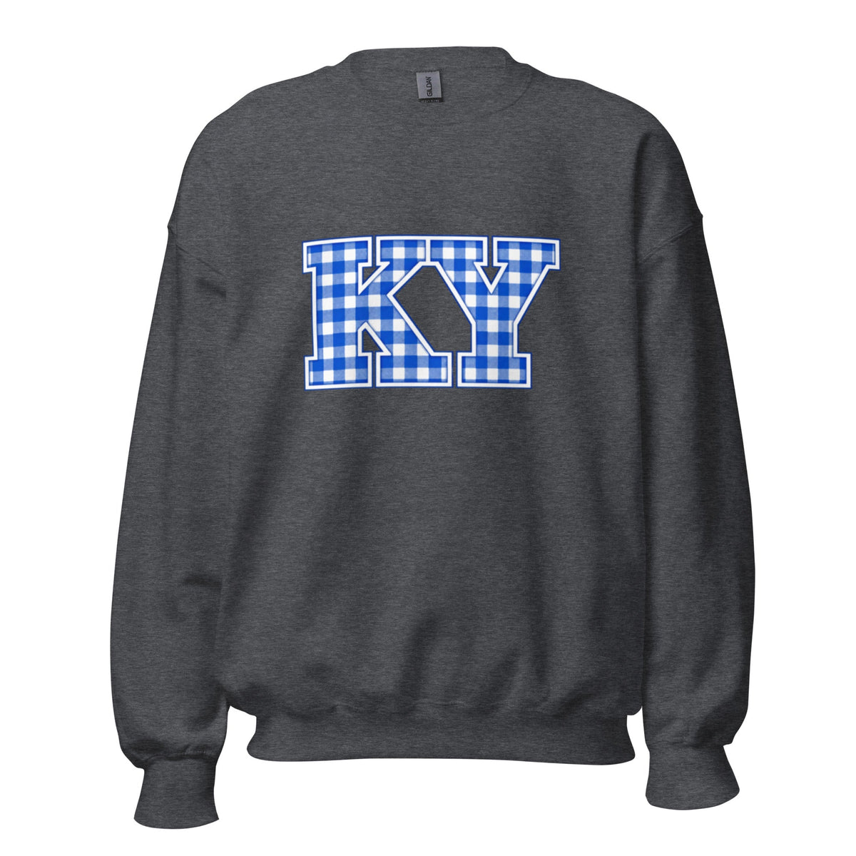 Kentucky Gingham KY Sweatshirt | Blue Checkered Letter Design | Classic - Bluegrass Elite Apparel LLC