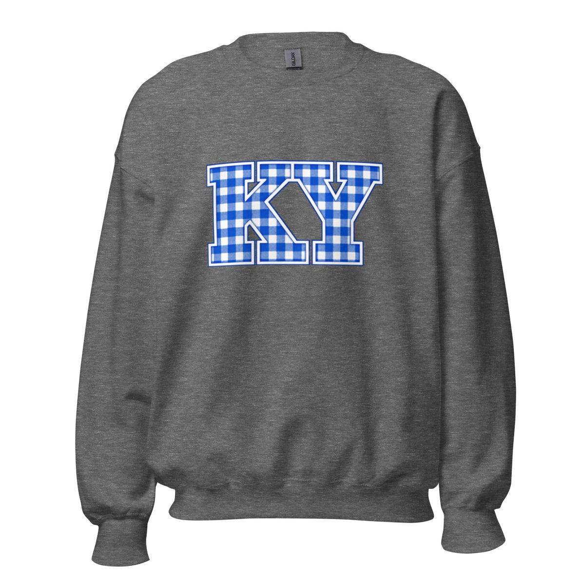 Kentucky Gingham KY Sweatshirt | Blue Checkered Letter Design | Classic - Bluegrass Elite Apparel LLC