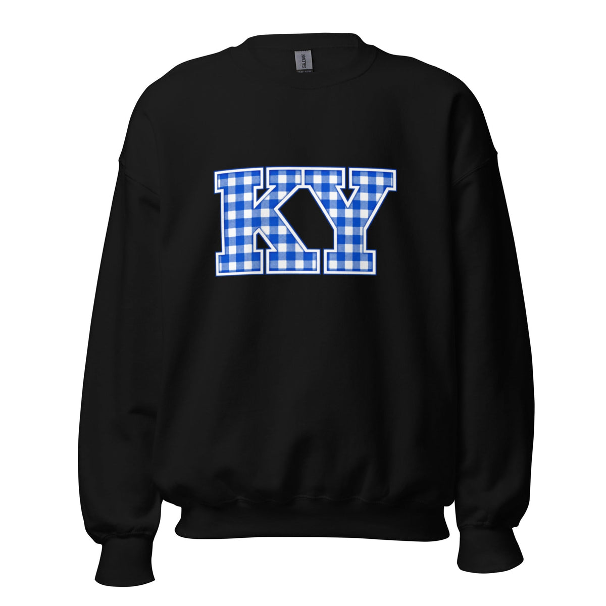 Kentucky Gingham KY Sweatshirt | Blue Checkered Letter Design | Classic - Bluegrass Elite Apparel LLC