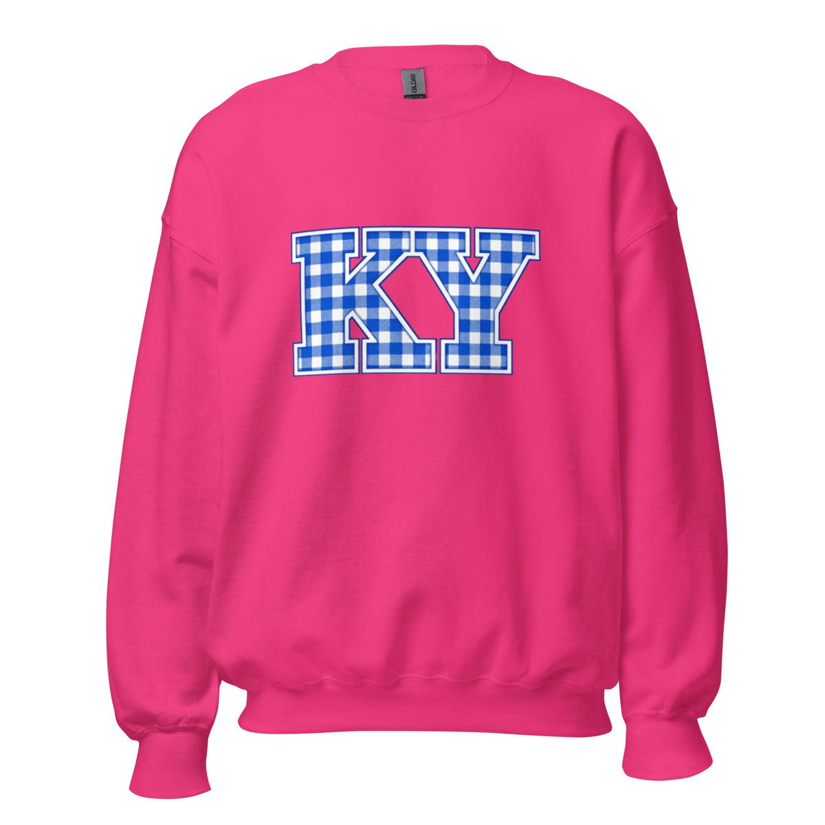 Kentucky Gingham KY Sweatshirt | Blue Checkered Letter Design | Classic - Bluegrass Elite Apparel LLC