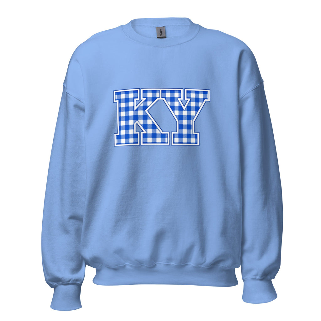 Kentucky Gingham KY Sweatshirt | Blue Checkered Letter Design | Classic - Bluegrass Elite Apparel LLC
